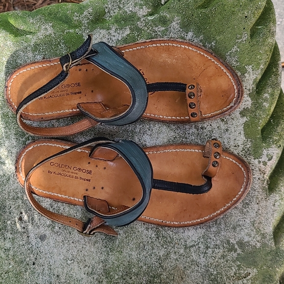 Rare Golden Goose by K. Jacques St-Tropaz T strap leather sandals. Sz 40… - Picture 3 of 16
